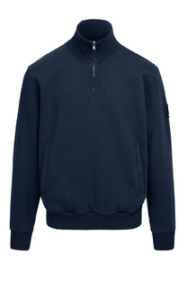 SANDBANKS BADGE LOGO QUARTER ZIP SWEATSHIRT NAVY Sandbanks