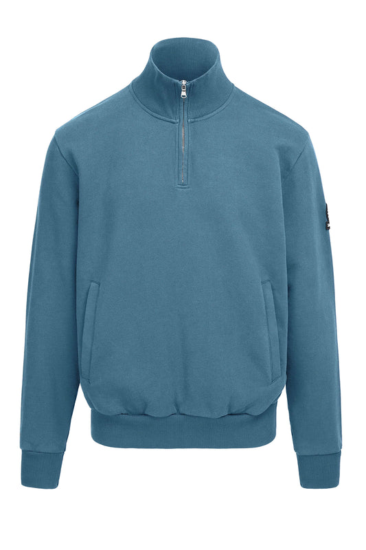 SANDBANKS BADGE LOGO QUARTER ZIP SWEATSHIRT TEAL
