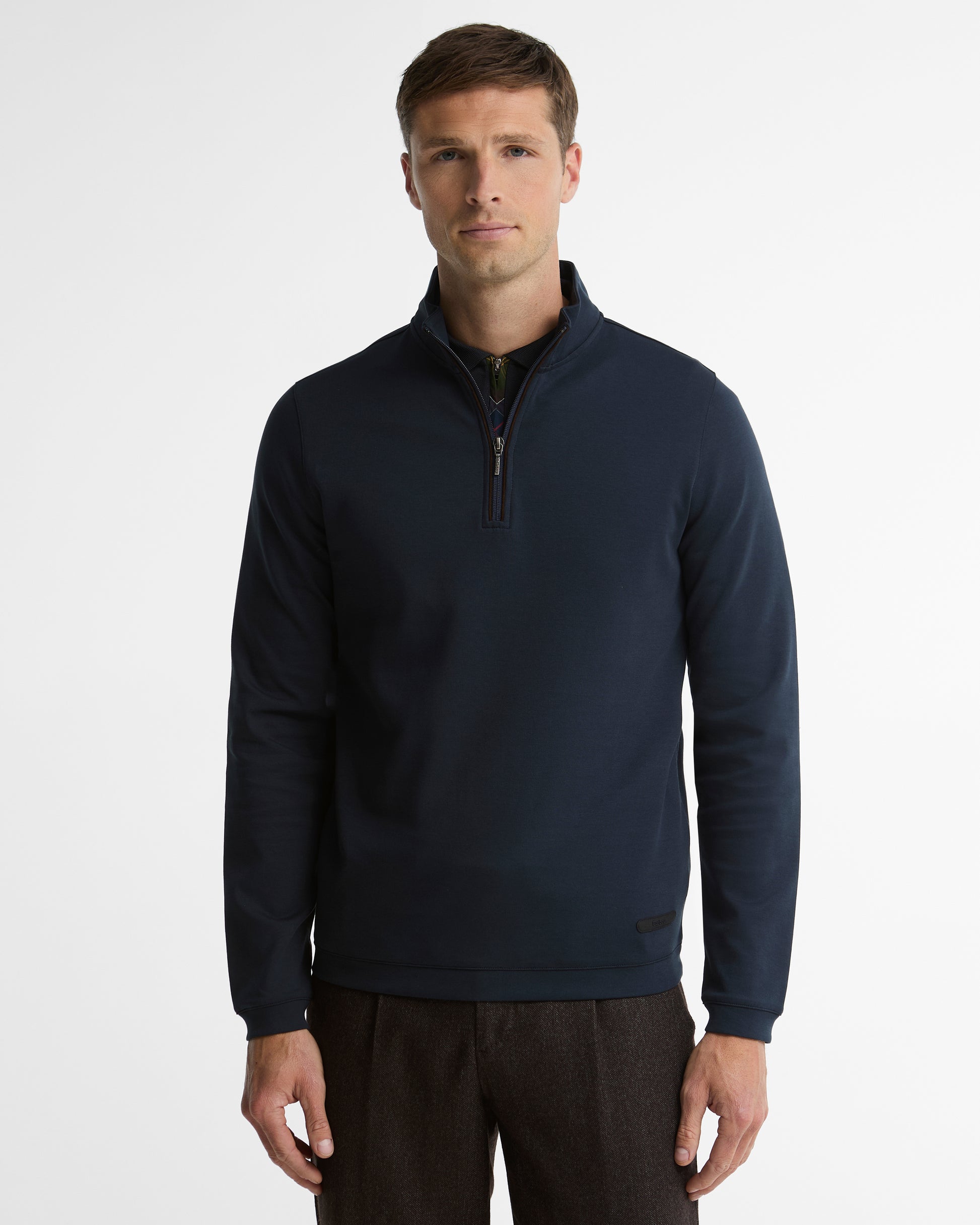 Barbour BARBOUR GUY HALF ZIP NAVY Barbour Michael Stewart Menswear  Knitwear