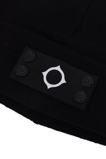 Ma.Strum Knitted Badge Beanie Jet Black Ma.Strum