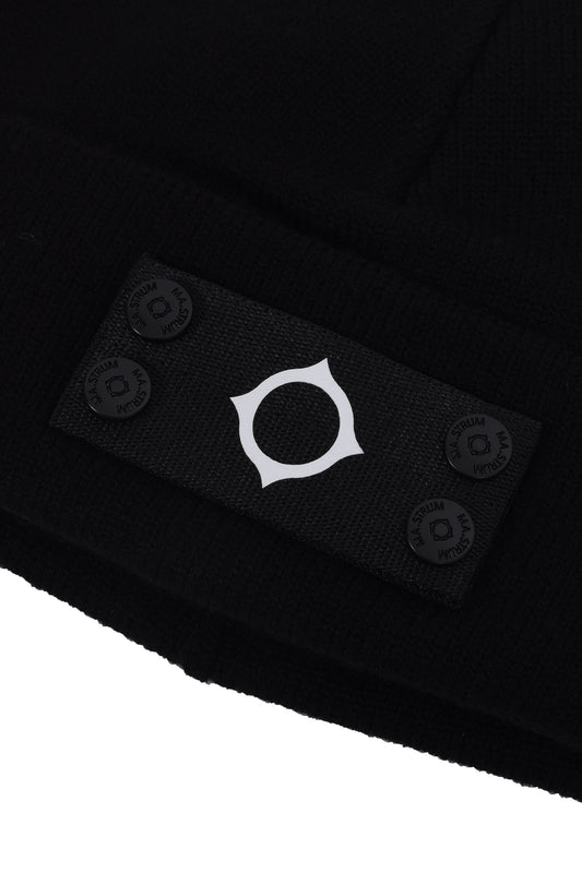 Ma.Strum Knitted Badge Beanie Jet Black