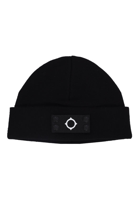 Ma.Strum Knitted Badge Beanie Jet Black