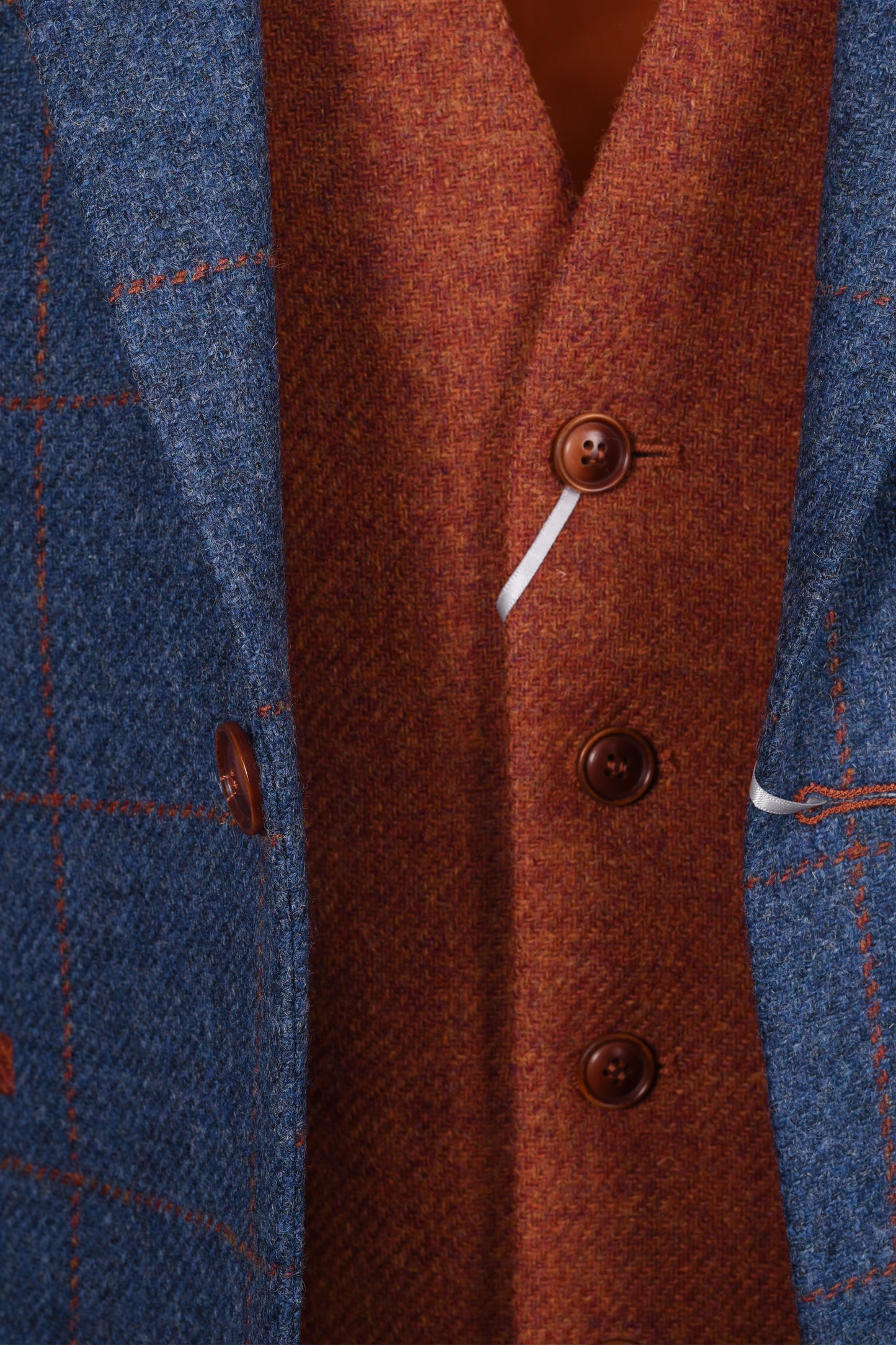 Mazzelli Jacket and Waistcoat Blue/Orange Check
