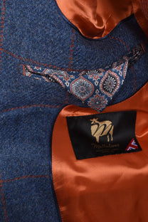 Mazzelli Jacket and Waistcoat Blue/Orange Check Mazzelli