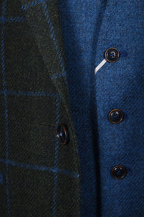 Mazzelli Jacket and Waistcoat Green/Blue Check Mazzelli