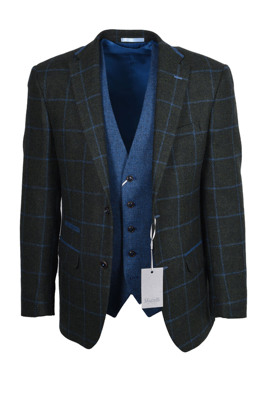 Mazzelli Jacket and Waistcoat Green/Blue Check