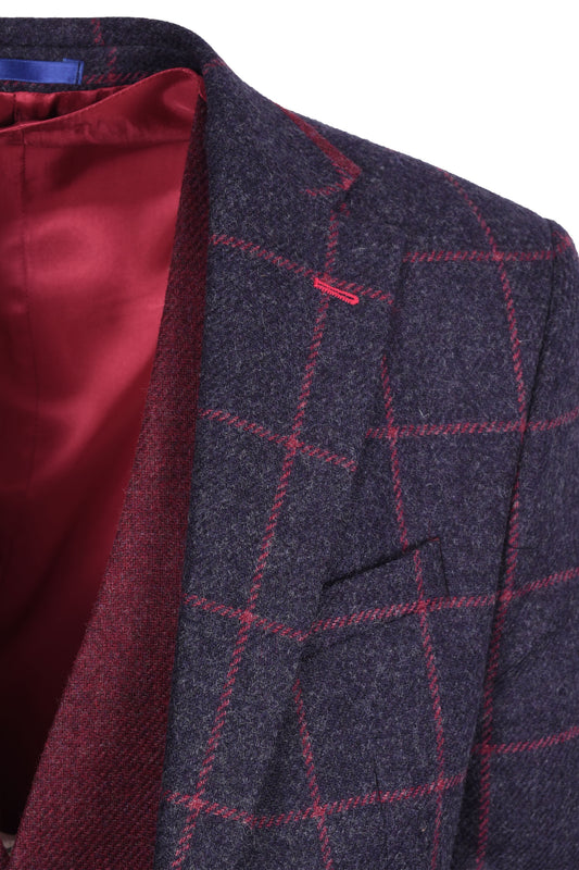 Mazzelli Jacket and Waistcoat Navy/Pink Check