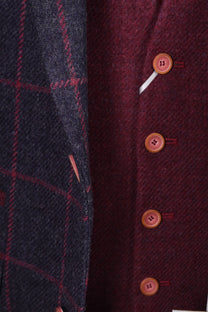 Mazzelli Jacket and Waistcoat Navy/Pink Check Mazzelli