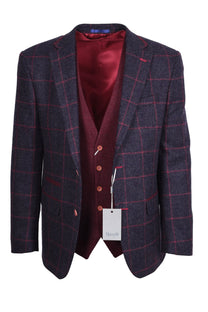 Mazzelli Jacket and Waistcoat Navy/Pink Check Mazzelli