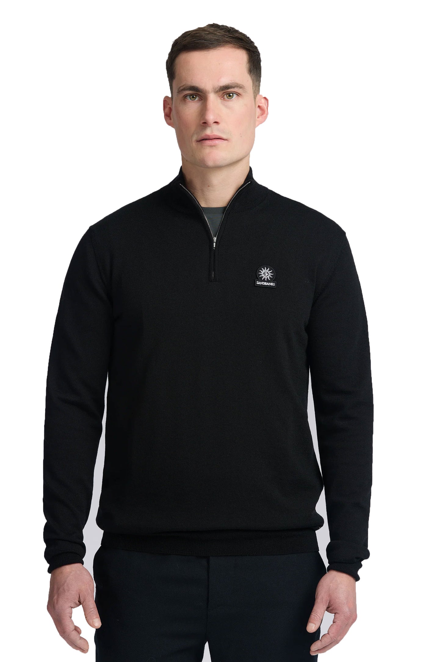 Sandbanks Quarter Zip Merino Knitwear Black