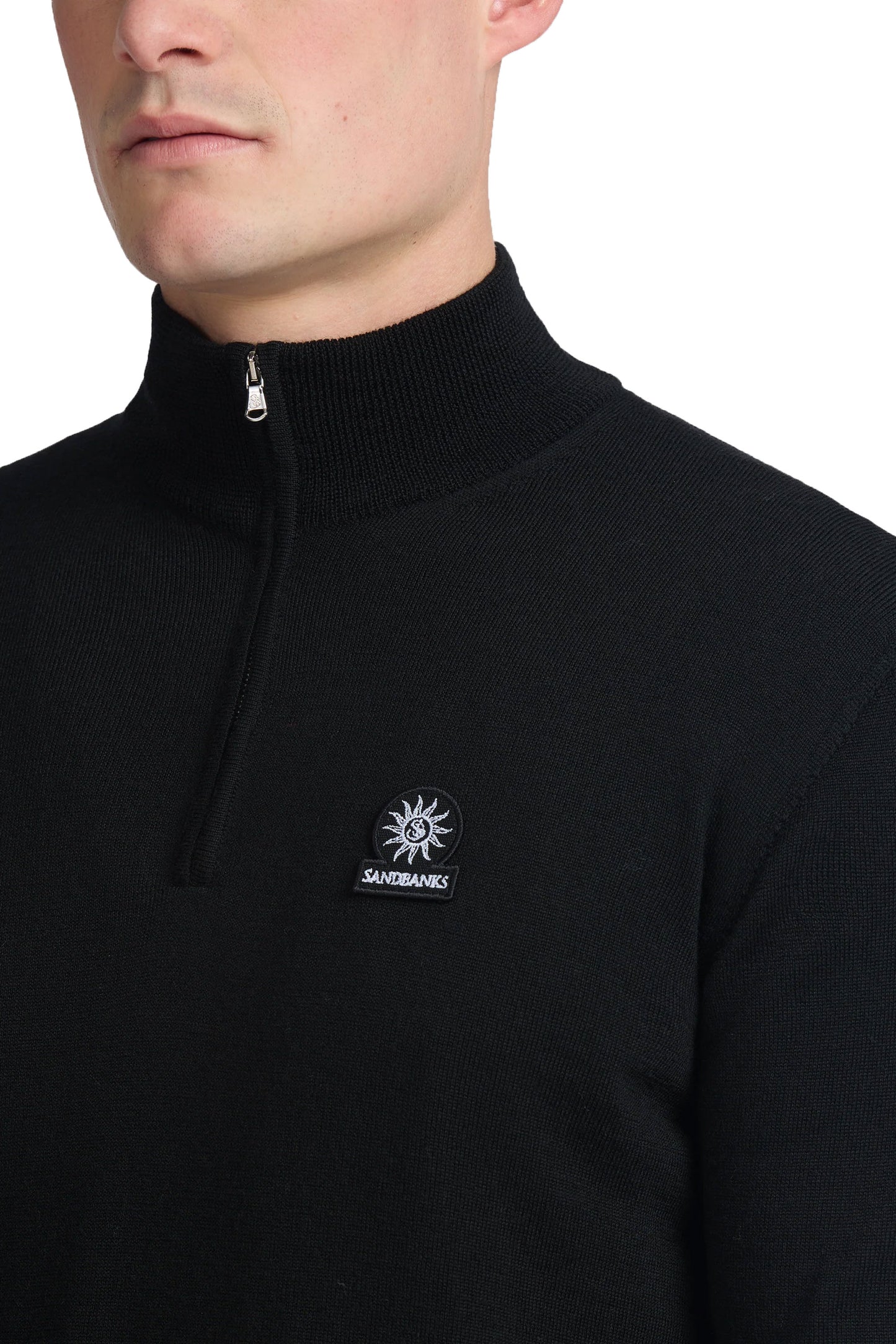 Sandbanks Quarter Zip Merino Knitwear Black