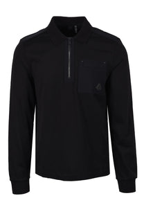 Moose Knuckles Dalon Long Sleeved Polo Shirt Black Moose Knuckles