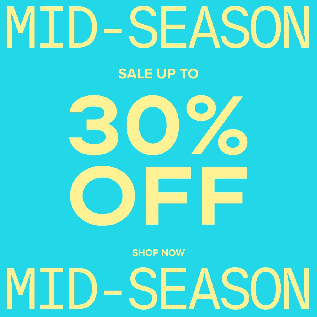 Blue 30% off banner square with yellow text.