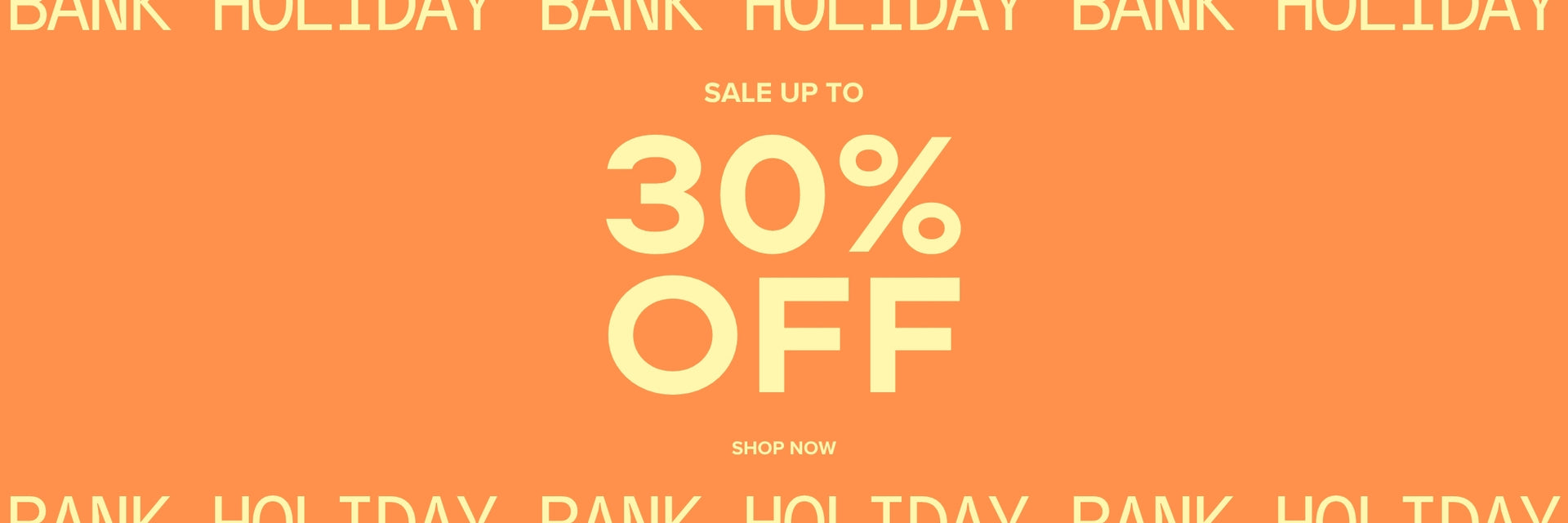 Promotional banner with '30% off' offer on an orange background
