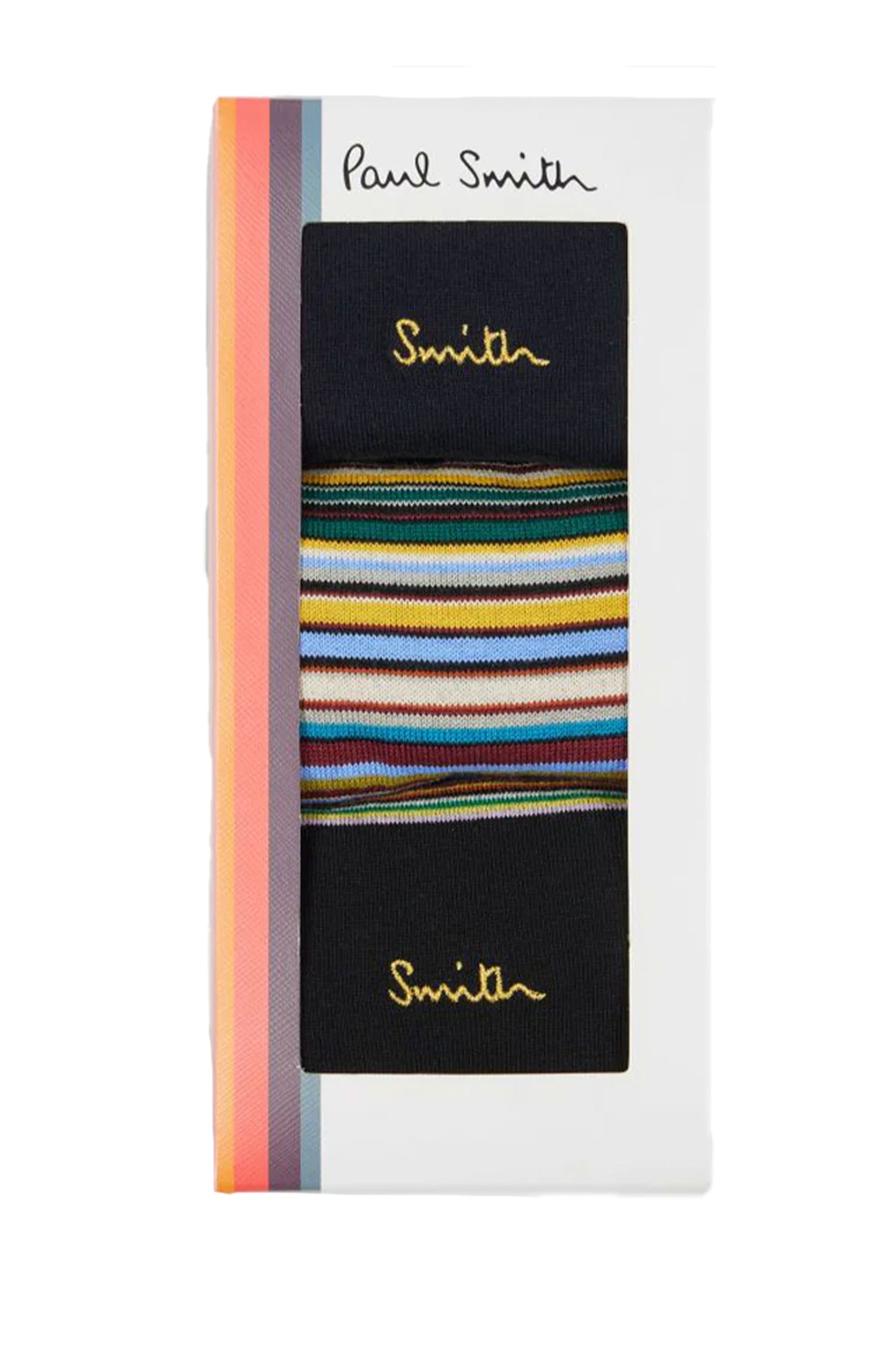 PAUL SMITH 3 PACK GOLD SIGNATURE SOCK MULTI STRIPE