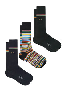 PAUL SMITH 3 PACK GOLD SIGNATURE SOCK MULTI STRIPE Paul Smith