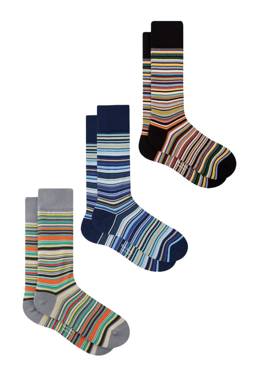 PAUL SMITH 3 PACK SOCKS MULTI COLOURED