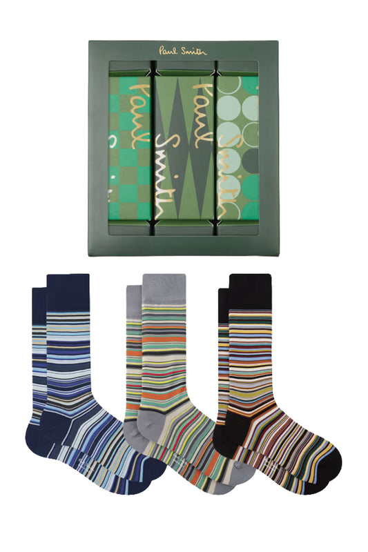 PAUL SMITH 3 PACK SOCKS MULTI COLOURED