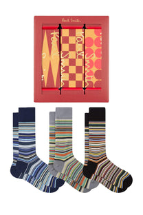 PAUL SMITH 3 PACK SOCKS MULTI COLOURED