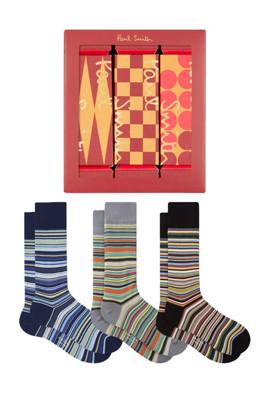 PAUL SMITH 3 PACK SOCKS MULTI COLOURED