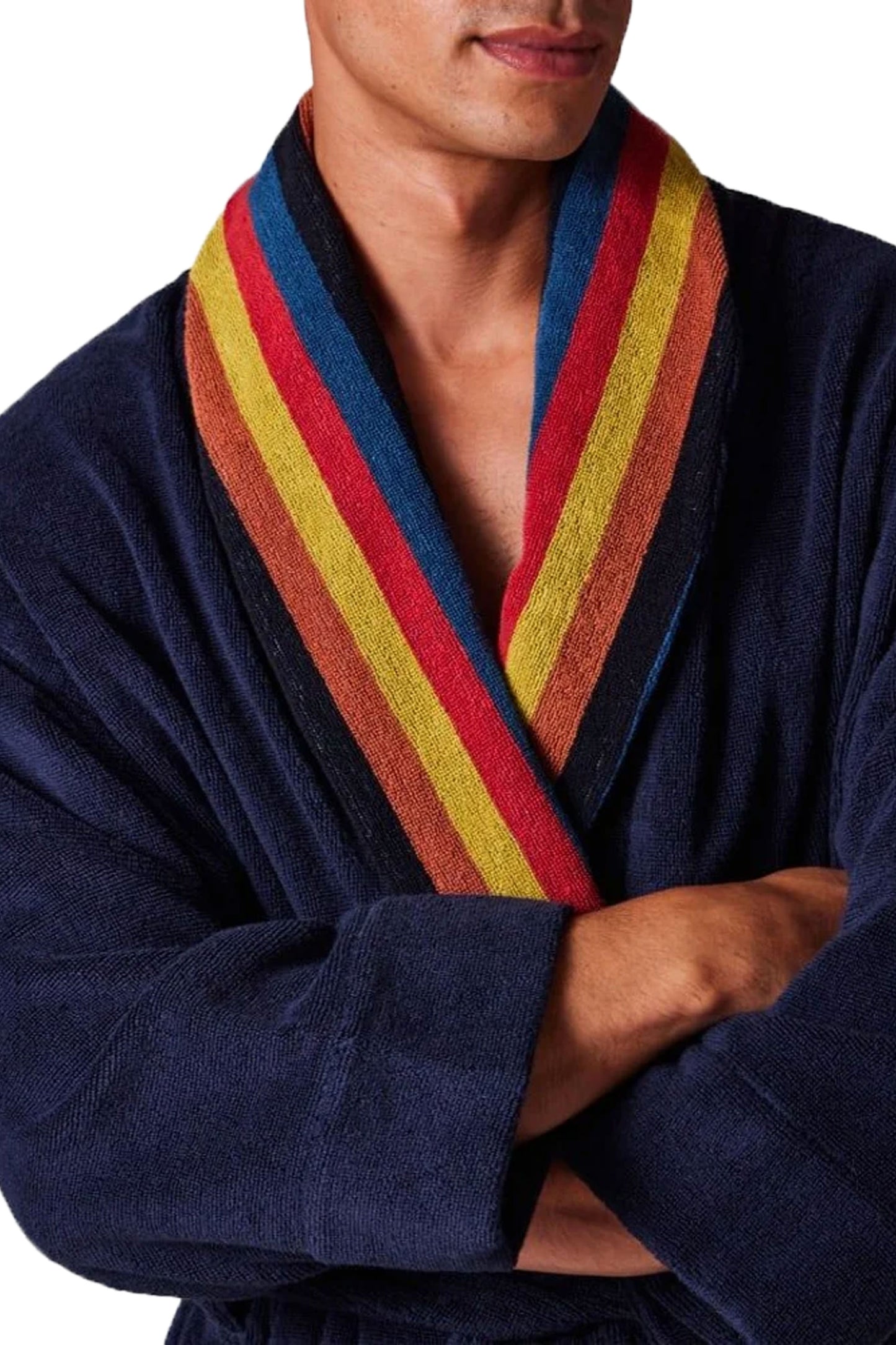 PAUL SMITH DRESSING GOWN ARTIST STRIPE NAVY Paul Smith Michael Stewart Menswear  Dressing Gown