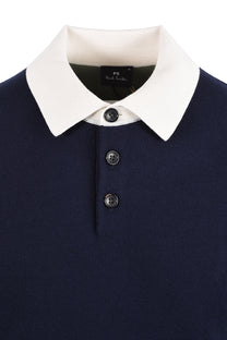 PAUL SMITH LONG SLEEVE POLO BLUE Paul Smith Michael Stewart Menswear  Polo Shirts