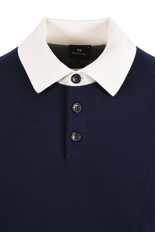 PAUL SMITH LONG SLEEVE POLO BLUE Paul Smith Michael Stewart Menswear  Polo Shirts