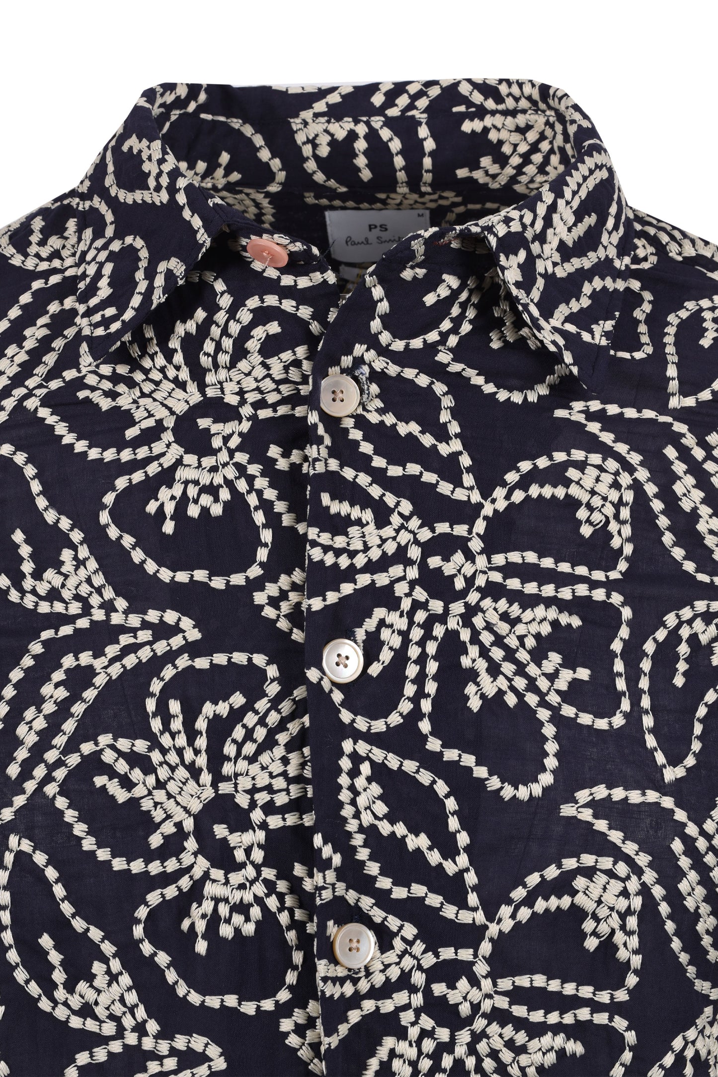 PAUL SMITH LS REG FIT FLORAL SHIRT NAVY