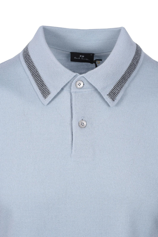 PAUL SMITH MERINO SWEATER SS POLO BLUE Paul Smith