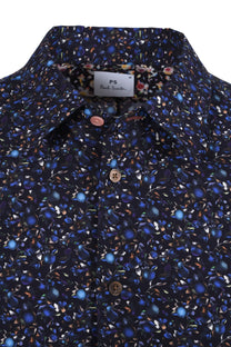 PAUL SMITH PATTERNED LS TAILORED FIT SHIRT BLUE Paul Smith