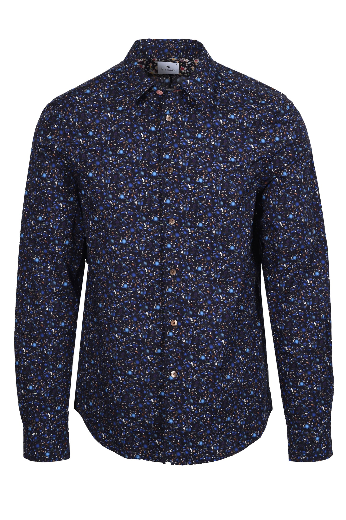 PAUL SMITH PATTERNED LS TAILORED FIT SHIRT BLUE
