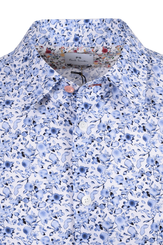 PAUL SMITH PATTERNED LS TAILORED FIT SHIRT LIGHT BLUE