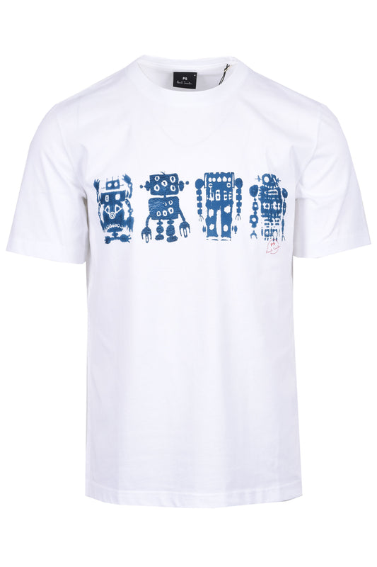 PAUL SMITH REG FIT ROBOTS T-SHIRT WHITE
