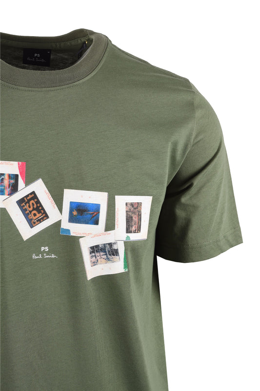 PAUL SMITH REG FIT SS T-SHIRT SLIDES GREEN Paul Smith Michael Stewart Menswear  T-Shirts