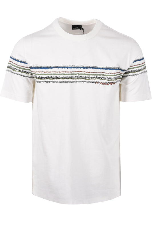 PAUL SMITH REG FIT STRIPE T-SHIRT WHITE Paul Smith Michael Stewart Menswear  T-Shirts