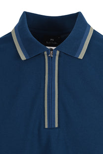 PAUL SMITH REG FIT ZIP POLO BLUE Paul Smith Michael Stewart Menswear  Polo Shirts
