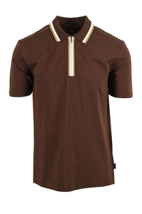 PAUL SMITH REG FIT ZIP POLO BROWN Paul Smith Michael Stewart Menswear  Polo Shirts