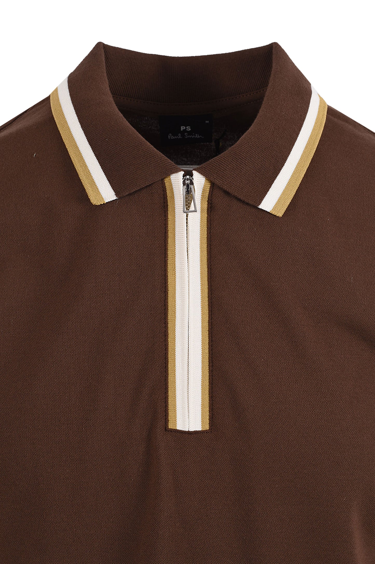 PAUL SMITH REG FIT ZIP POLO BROWN Paul Smith Michael Stewart Menswear  Polo Shirts