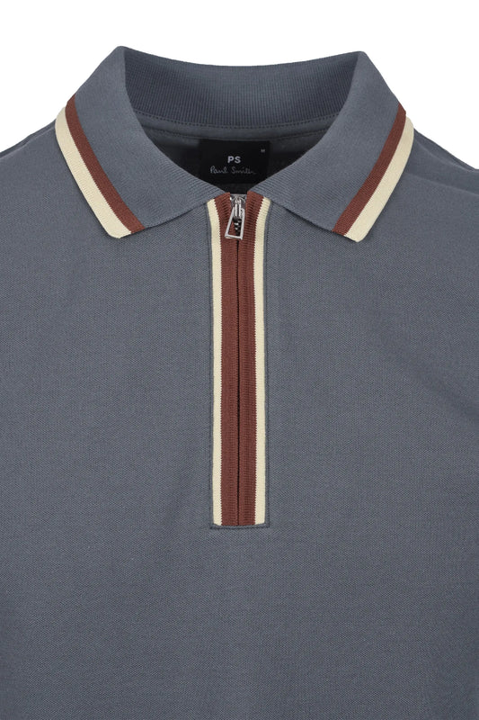 PAUL SMITH REG FIT ZIP POLO GREY Paul Smith