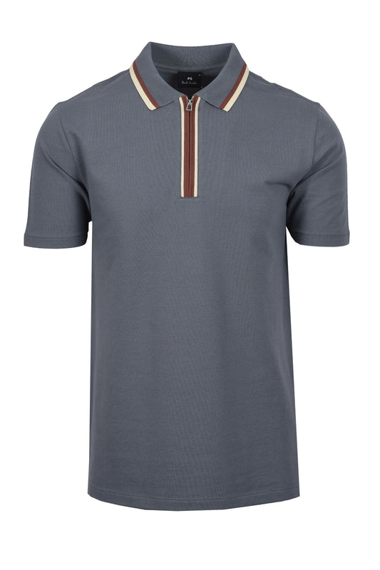 PAUL SMITH REG FIT ZIP POLO GREY Paul Smith