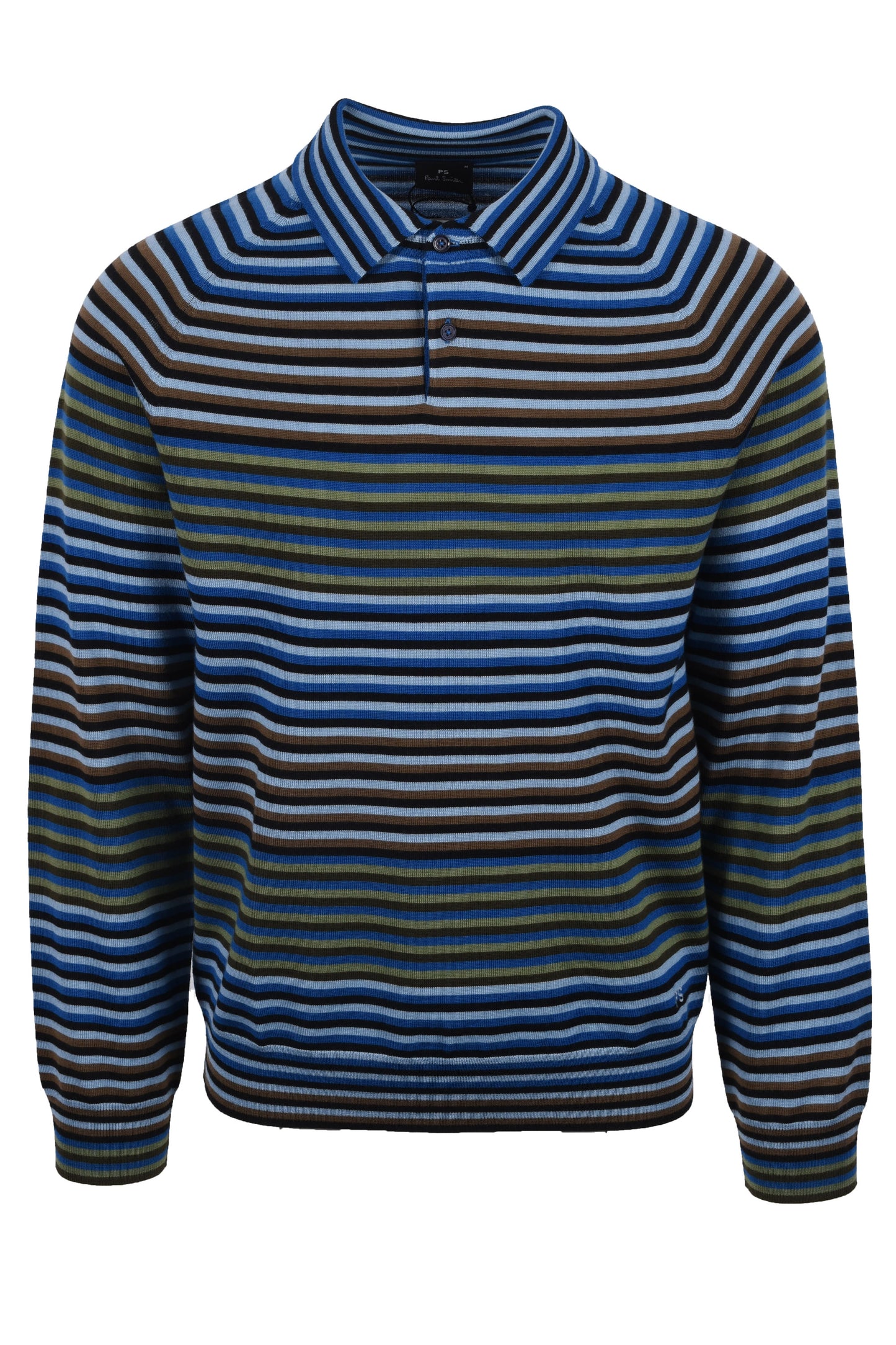 PAUL SMITH SWEATER LS POLO COBALT BLUE