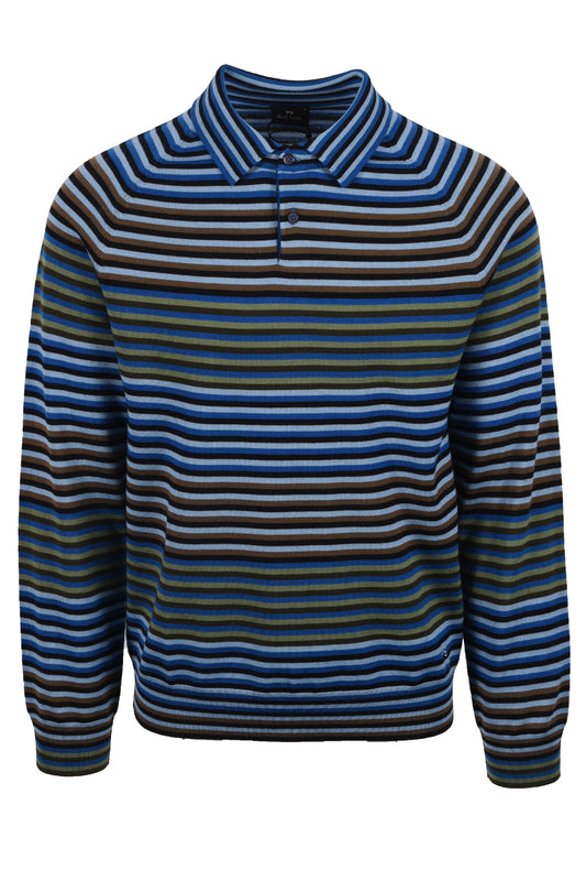 PAUL SMITH SWEATER LS POLO COBALT BLUE