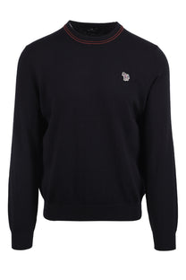 PAUL SMITH ZEB BADGE CREW NECK SWEATSHIRT BLACK Paul Smith Michael Stewart Menswear  Knitwear