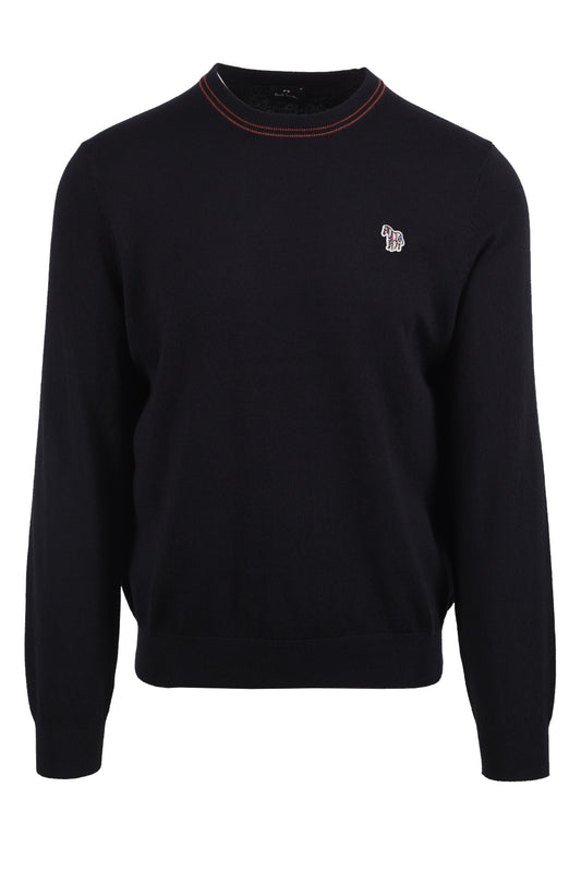 PAUL SMITH ZEB BADGE CREW NECK SWEATSHIRT BLACK Paul Smith Michael Stewart Menswear  Knitwear