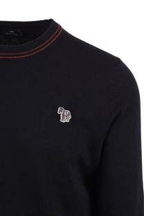 PAUL SMITH ZEB BADGE CREW NECK SWEATSHIRT BLACK Paul Smith Michael Stewart Menswear  Knitwear
