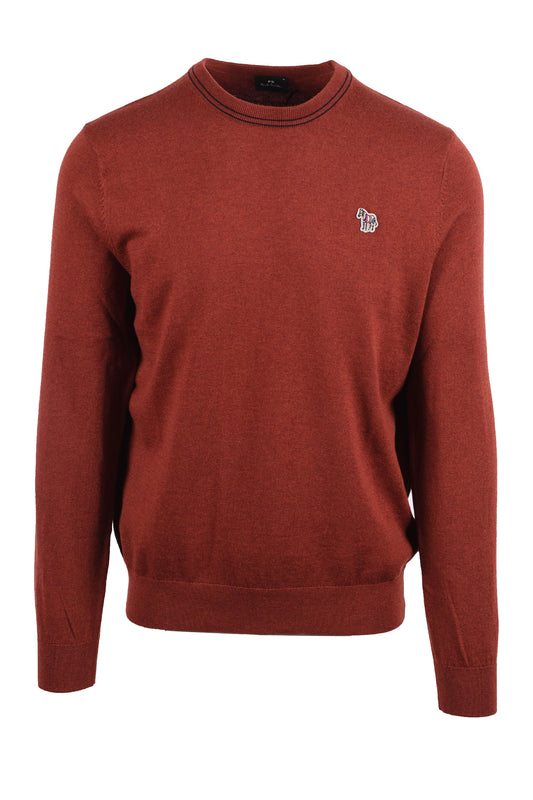 PAUL SMITH ZEB BADGE CREW NECK SWEATSHIRT RED Paul Smith Michael Stewart Menswear  Knitwear