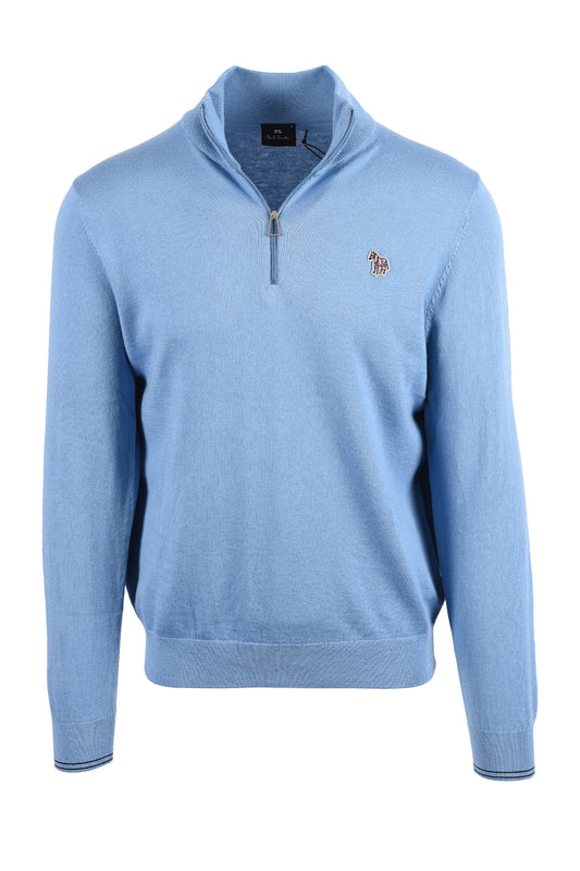 PAUL SMITH ZIP NECK SWEATSHIRT BLUE Paul Smith Michael Stewart Menswear  Knitwear