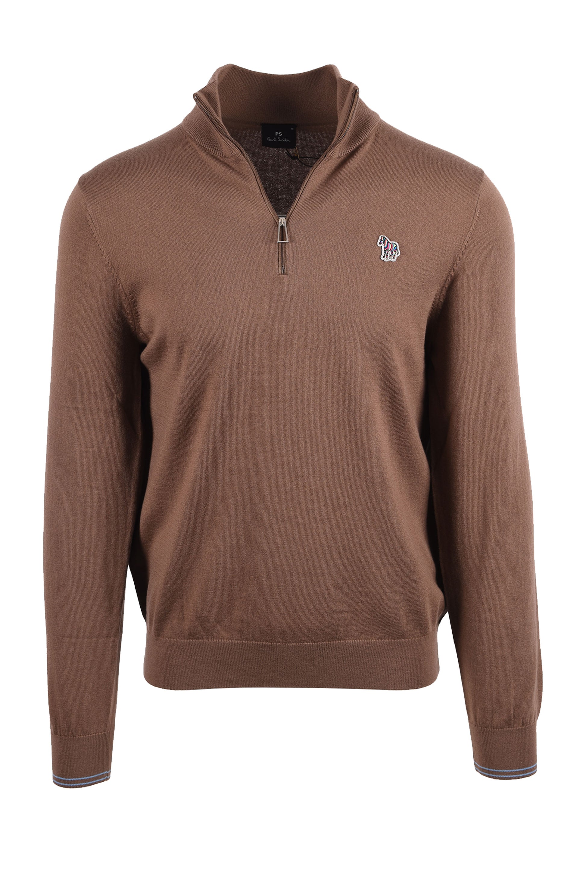 PAUL SMITH ZIP NECK SWEATSHIRT BROWN Paul Smith Michael Stewart Menswear  Knitwear