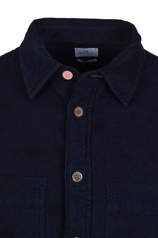 Paul Smith Casual Fit Corduroy Floral Shirt Dark Navy