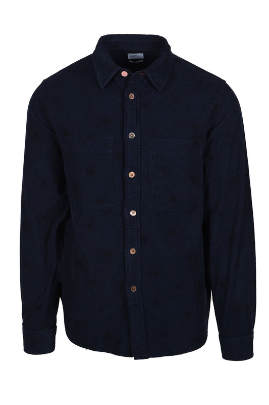 Paul Smith Casual Fit Corduroy Floral Shirt Dark Navy